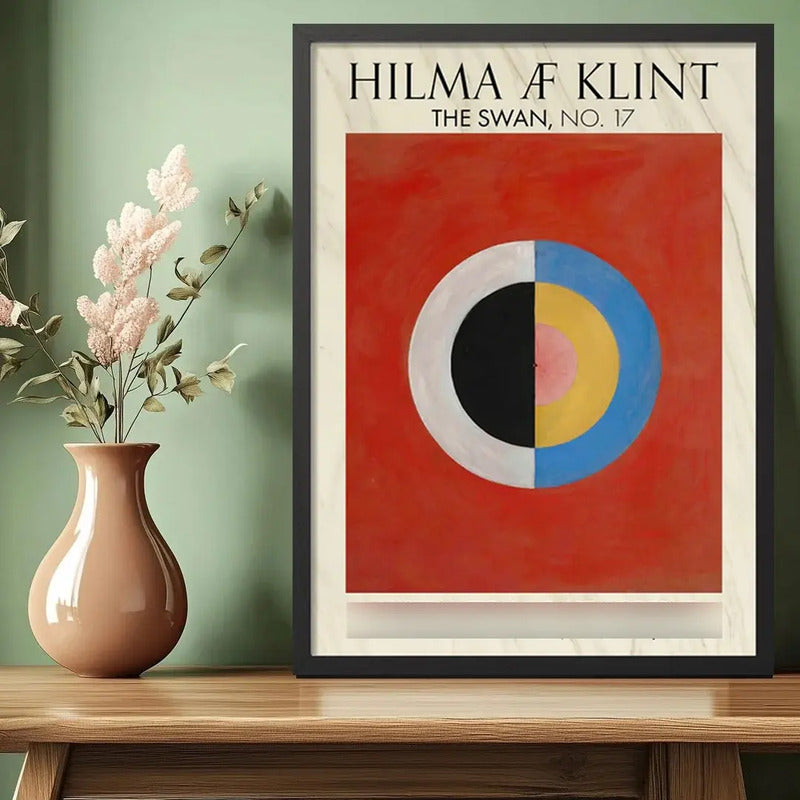 Cuadro Dormitorio Living Hilma Klint El Cisne N. 17 Museo Marco Negro