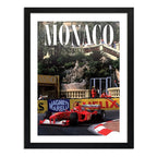 Cuadro Monaco Formula 1 Auto Pista Carrera Autodromo Retro Marco Negro
