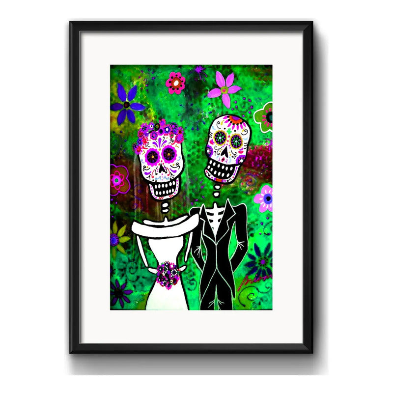 Cuadro Pareja Calaveras Mexicanas Tattoo Decoracion Paspartú