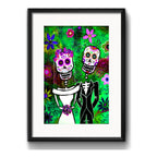 Cuadro Pareja Calaveras Mexicanas Tattoo Decoracion Paspartú
