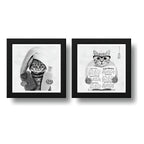 Set 2 Cuadros Gato Baño Gatito Toalla Mascota Pet Decoracion