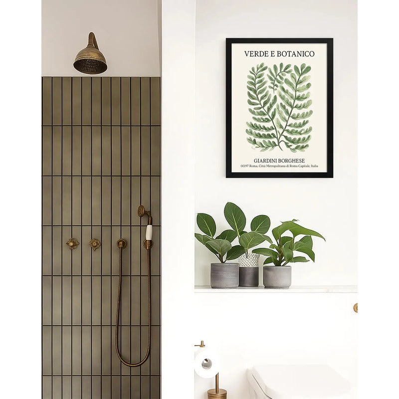 Cuadro Dormitorio Living Verde Botanico Flower Market Italia Marco Negro