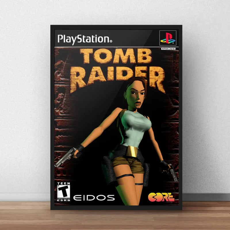 Cuadro Tomb Raider Lara Croft Game Retro Videojuego Ps Gamer Marco Negro