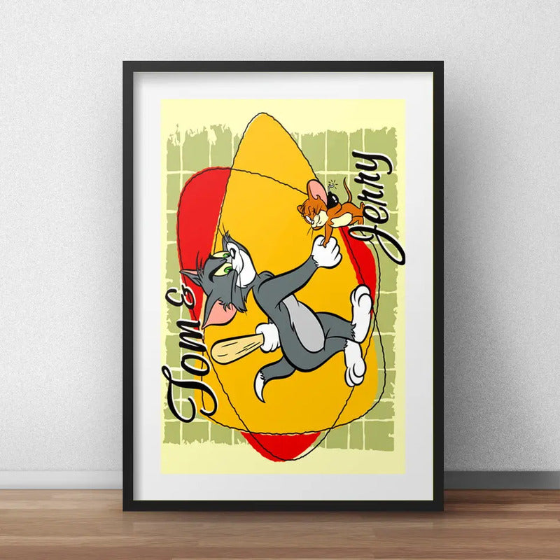 Cuadro Tom Y Jerry Hanna Barbera Dibujo Serie Tv Paspartú Marco Negro