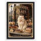 Cuadro Gato Blanco Patisserie De Paris Dulces Postres Cocina Marco Negro