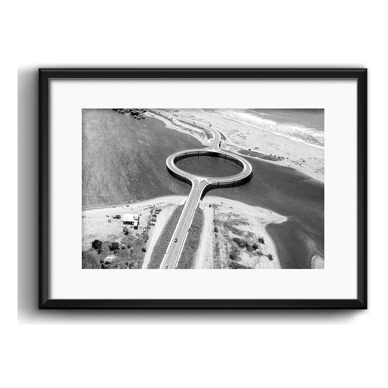 Cuadro Punta Del Este Fotos En Blanco Y Negro Con Paspartú Puente De La Laguna Garzón Con Marco Negro