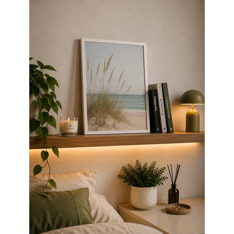 Cuadro Living Dormitorio Paisajes De Playa Mar Sol Surf Brs1 Marco Blanco