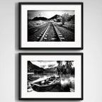 Set 2 Cuadros Paisajes Blanco Y Negro Decoracion Paspartú