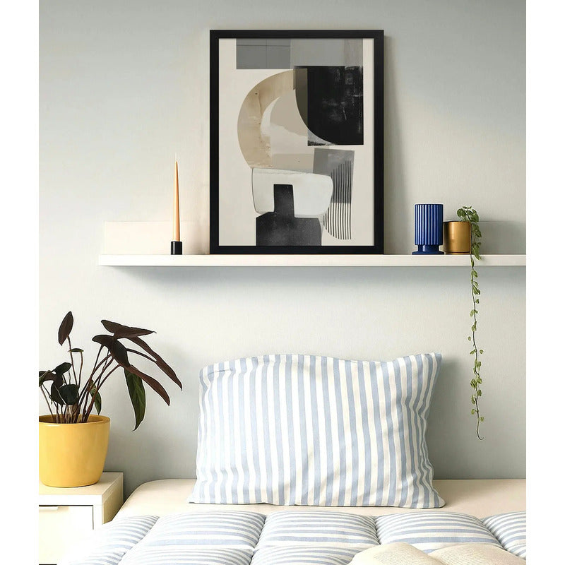 Cuadro Dormitorio Living Boho Arte Abstracto Equilibrio Marco Negro