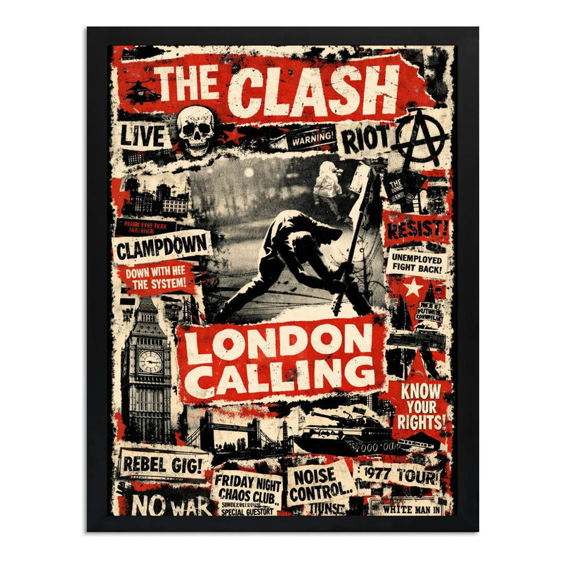 Cuadro The Clash London Calling Punk Rock Musica Decoracion Marco Negro