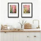 Set 2 Cuadros Gustav Klimt Jardín De Flores Bs1 Con Paspartú Marco Negro