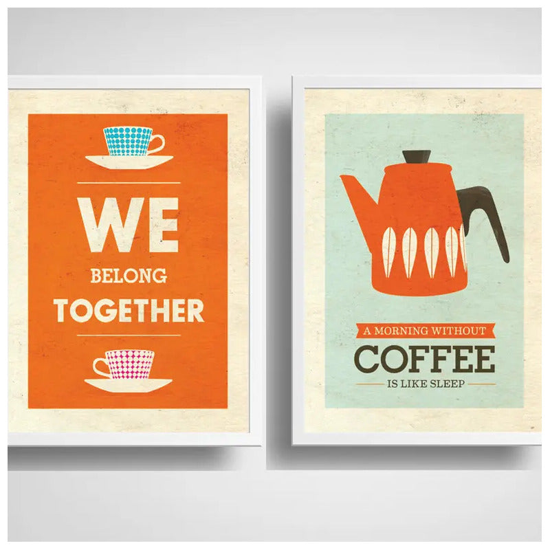 Set 2 Cuadros Café Escandinavo Pop Art Frases Cafeteria Bar