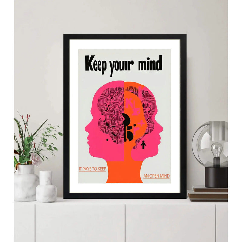 Cuadro Keep Your Mind Mantén Tu Mente Frase Psicología Marco Negro