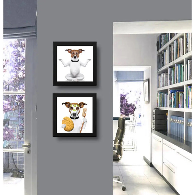 Set 2 Cuadros Perro Spa Yoga Zen Mascota Pet Arte Decoracion