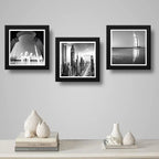 Set 3 Cuadros Dubái Emiratos Arabes Blanco Y Negro Decora