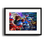 Cuadro Ciclismo Carrera Bike Bici Decoracion Con Paspartu Marco Negro