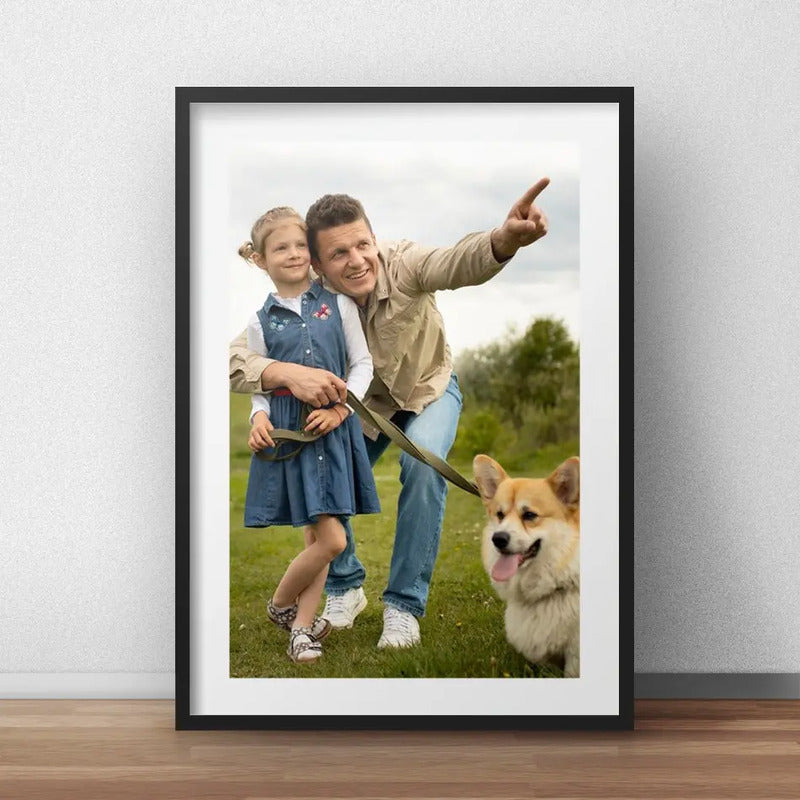 Cuadro Personalizado Foto Familia Pareja Amigos Con Paspartu Colores Marco Negro