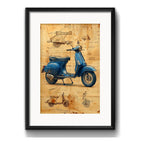 Cuadro Lambretta Patente Retro Vintage Scooter Con Paspartu Marco Negro