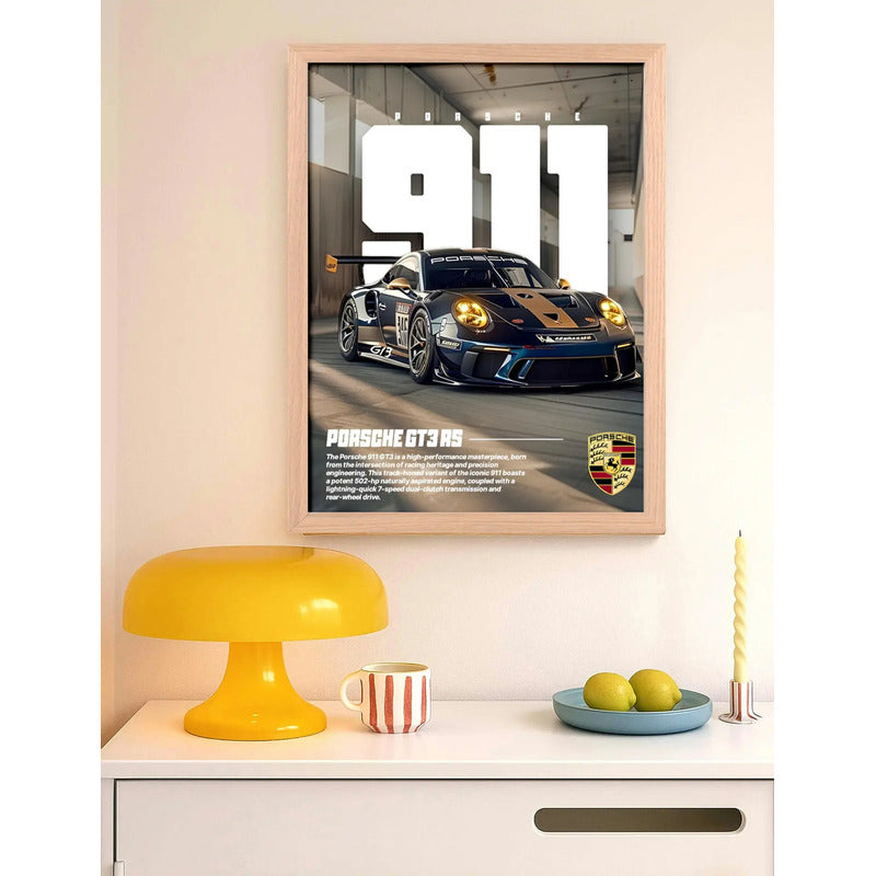 Cuadro Porsche 911 Gt3 Rs Auto Modelo Carrera Marco Oak Marco Marrón Claro
