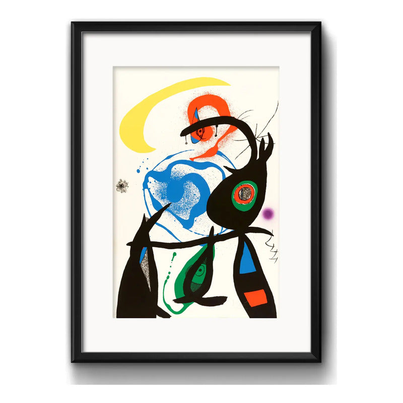 Cuadro Joan Miró Oda Lámina 8 Abstracto 53x43cm Con Paspartú Marco Negro