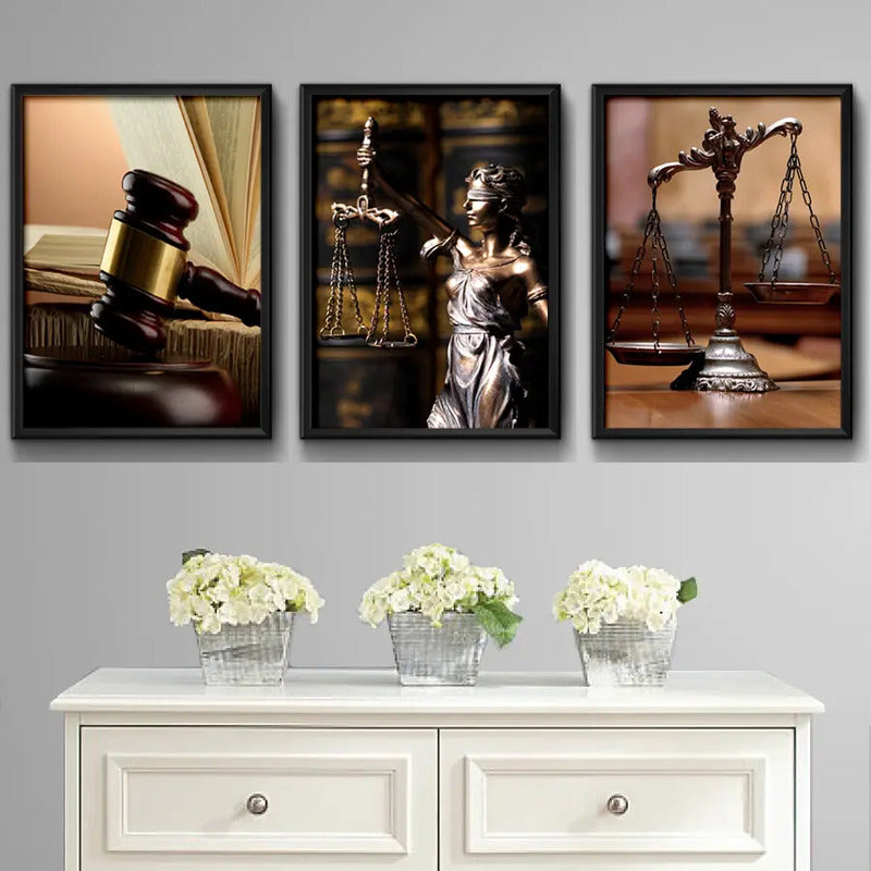 Set 3 Cuadros Abogado Diosa De La Justicia Juez Decoracion
