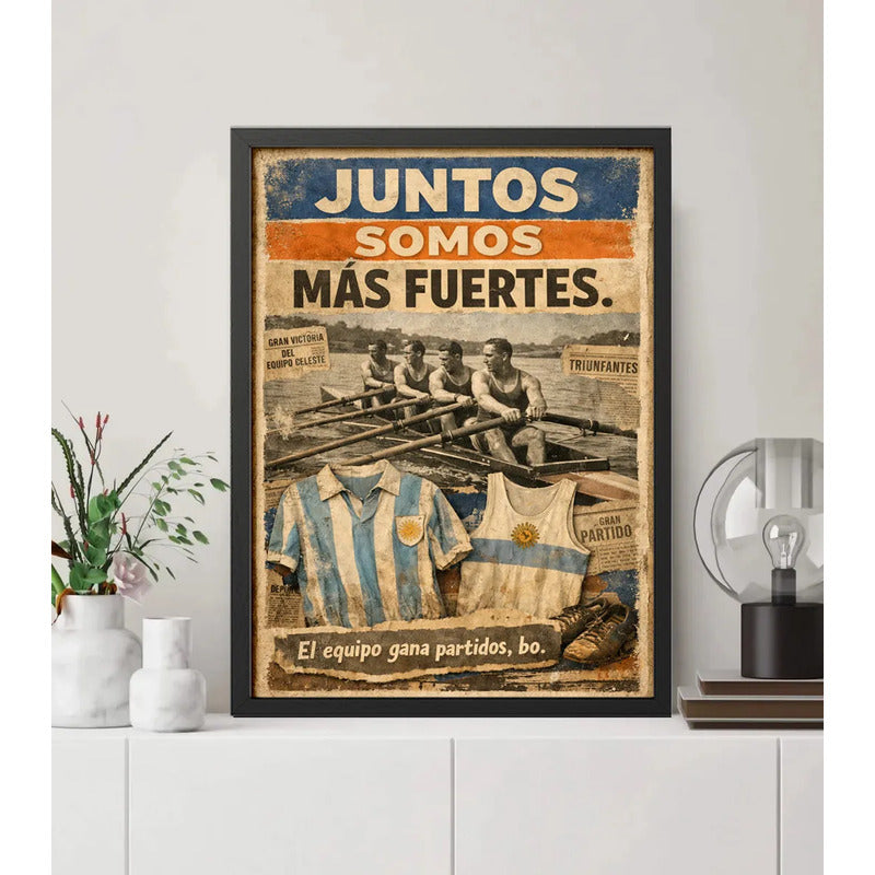 Cuadro Frase Motivacional Juntos Somos Más Fuertes Uruguay Marco Negro