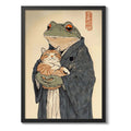 Cuadro Sapo Traje Japonés Gato Anime Arte Japon Decoracion Marco Negro