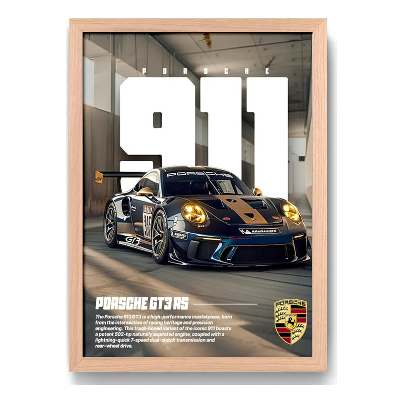 Cuadro Porsche 911 Gt3 Rs Auto Modelo Carrera Marco Oak Marco Marrón Claro
