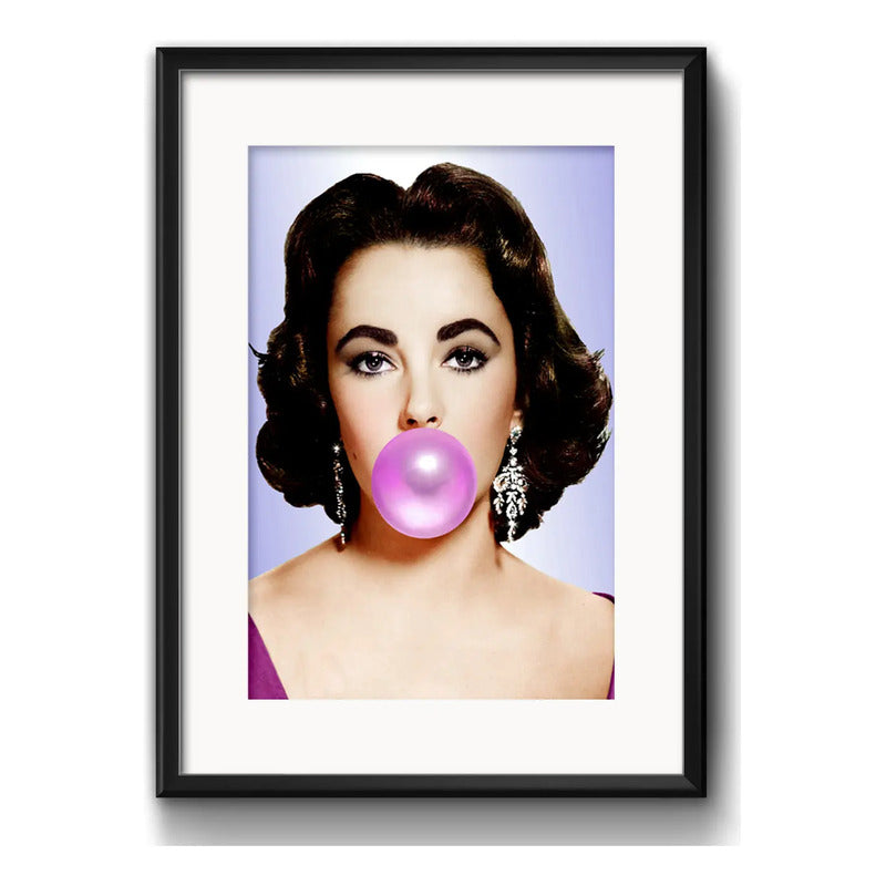 Cuadro Elizabeth Taylor Chicle Pop Art Decoracion Paspartú