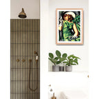 Cuadro Living Dormitorio Joven Con Guantes Art Deco Oak Marco Marrón Claro