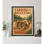 Cuadro Parque Batlle Carrera De Bicicletas Montevideo Retro Marco Negro