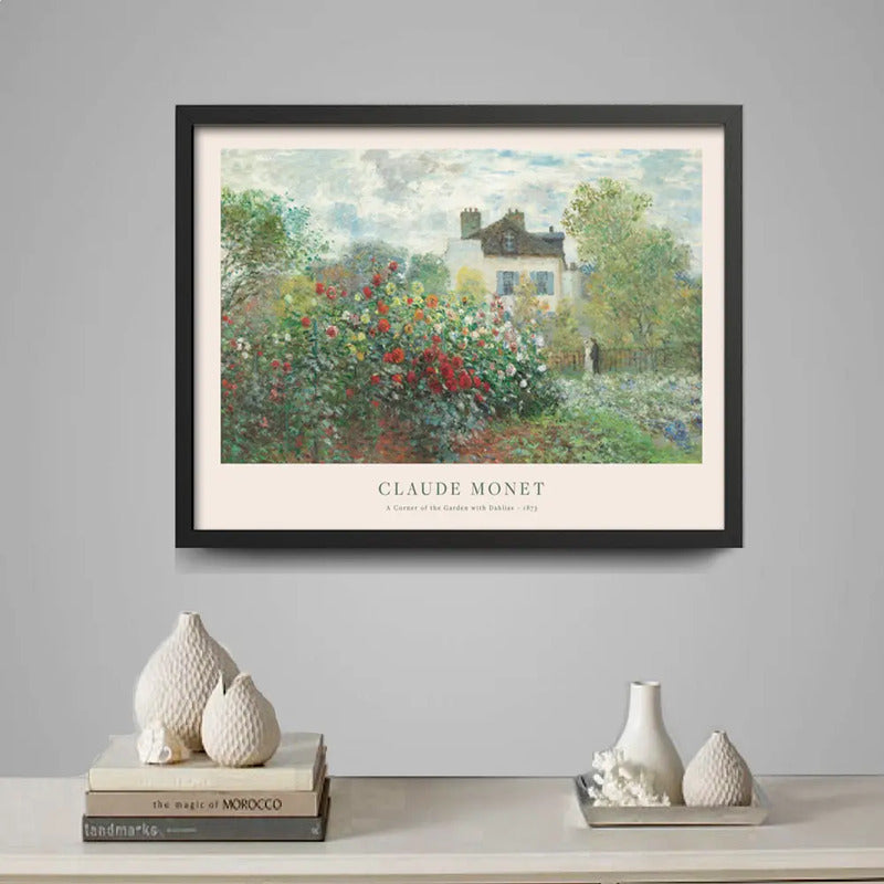 Cuadro Dormitorio Living Monet El Jardin Del Artista Flores Marco Negro