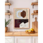 Cuadro Dormitorio Living Boho Abstracto B1 Tono Terroso Oak Marco Marrón Claro