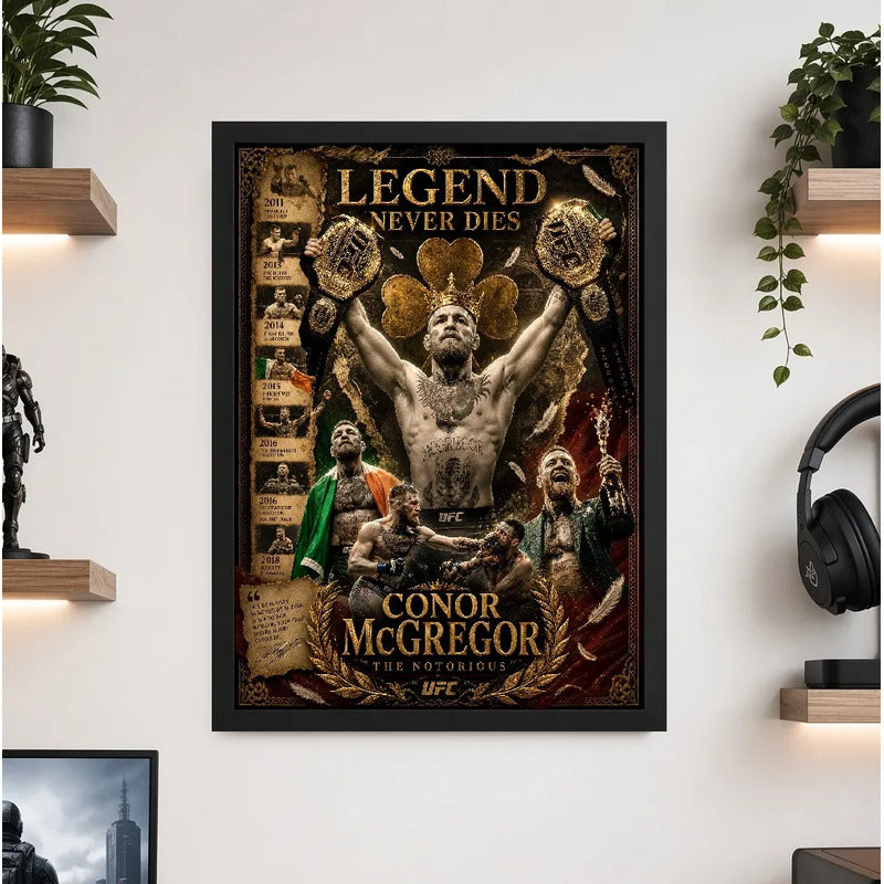 Cuadro Conor Mcgregor Legend Never Dies Deporte Mma Ufc Gym Marco Negro
