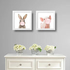 Set 2 Cuadros Conejo Chicle Cerdo Baby Animals Decoracion