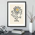 Cuadro Keith Haring Flor Amarilla Arte Urbano Decoracion Marco Negro