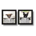 Set 2 Cuadros Perro Baño Mascota Diario Decoracion Pet Brs03
