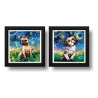 Set 2 Cuadros Perro Van Gogh Bulldog Shih Tzu Mascota Decor