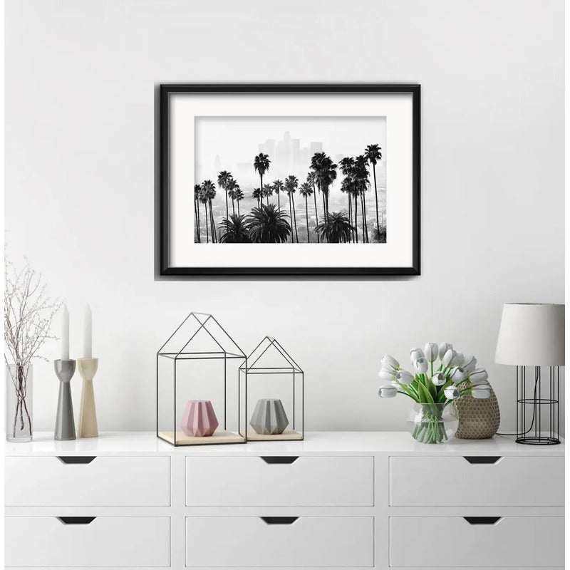 Cuadro Los Angeles En Blanco Y Negro 53x43cm Con Paspartú Marco Negro