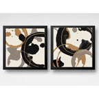 Set 2 Cuadros Living Cocina Café Arte Abstracto 33x33cm Marco Negro