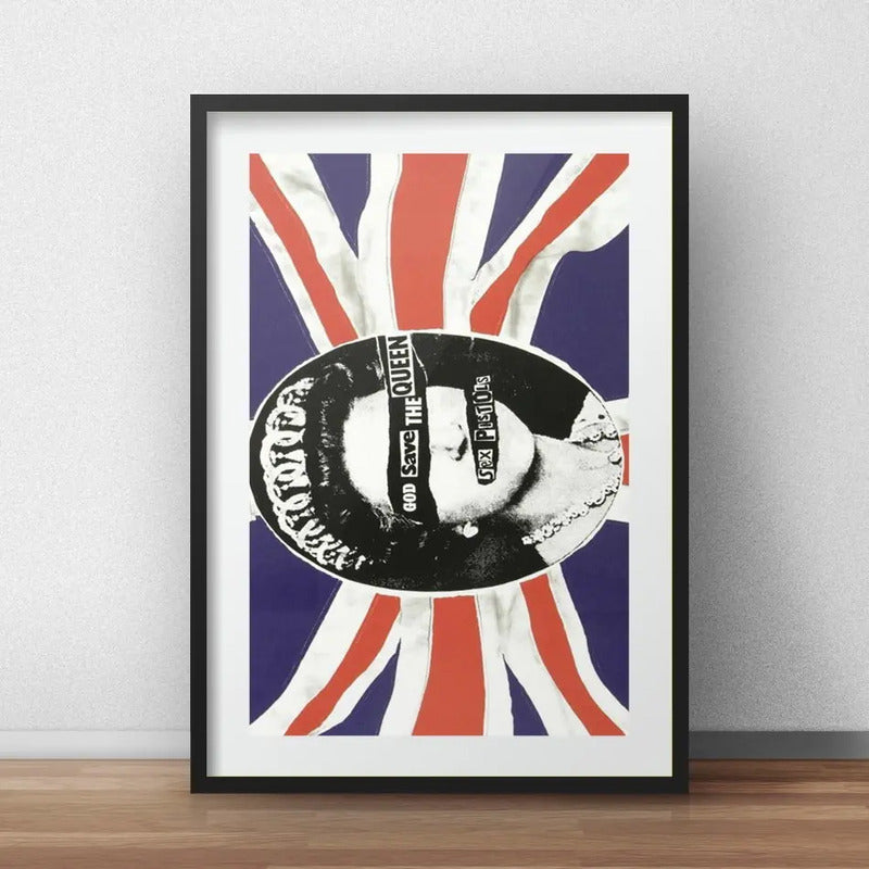 Cuadro Sex Pistols God Save The Queen Punk Rock Con Paspartú Marco Negro