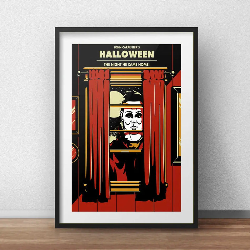 Cuadro Halloween John Carpenter Terror Pelicula Con Paspartú Marco Negro