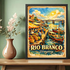 Cuadro Rio Branco Frontera Brasil Yaguarón Retro Uruguay Marco Negro