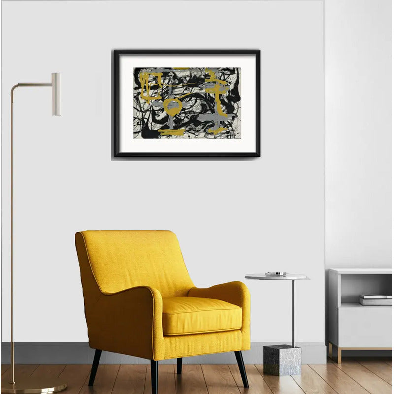 Cuadro Jackson Pollock Abstracto Brs1 53x43cm Con Paspartú Marco Negro