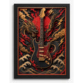 Cuadro Guitarra Fender Strato Rock Arte Japones Efecto 3d Marco Negro