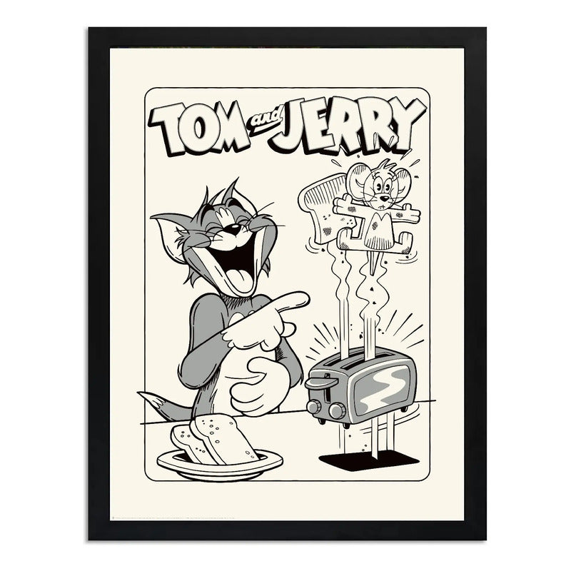 Cuadro Tom Y Jerry Tostada Cocina Hanna Barbera Dibujo Tv Marco Negro