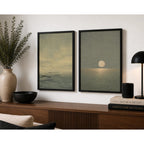 Set 2 Cuadros Living Dormitorio Paisaje Abstracto Sunset Marco Negro