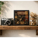 Cuadro Living Comedor Cocina Café Espresso Coffee Retro Brs1 Marco Negro