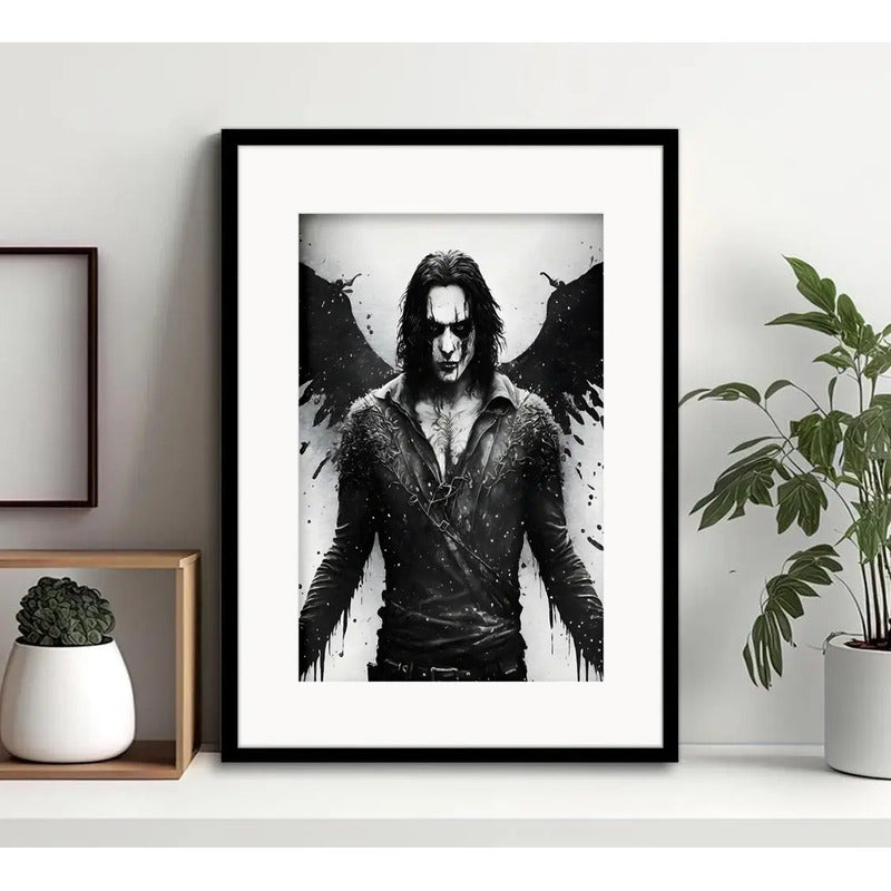 Cuadro El Cuervo The Crow Pelicula Brandon Lee Con Paspartú Marco Negro