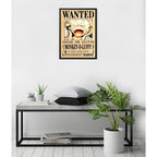Cuadro Luffy One Piece Wanted Monkey Anime Mangá Decoracion Marco Negro